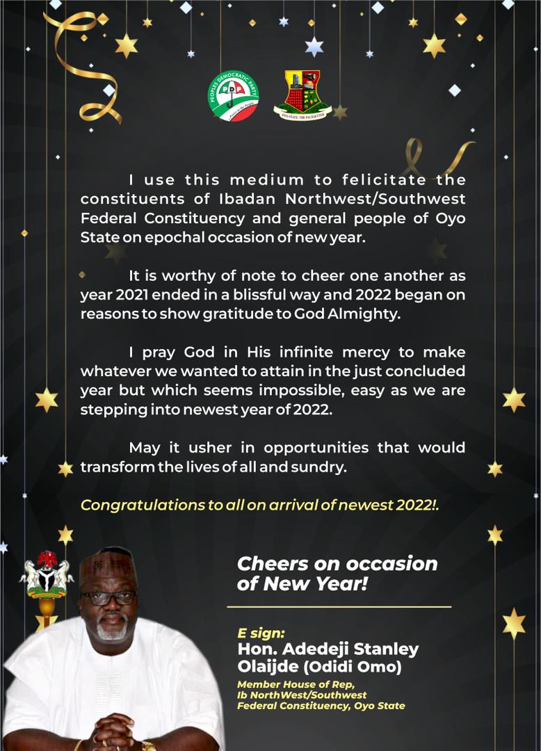 Oyo Reps’ Member, OdidiOmo Lauds Constituents For Support, Cheers Nigerians On New Year