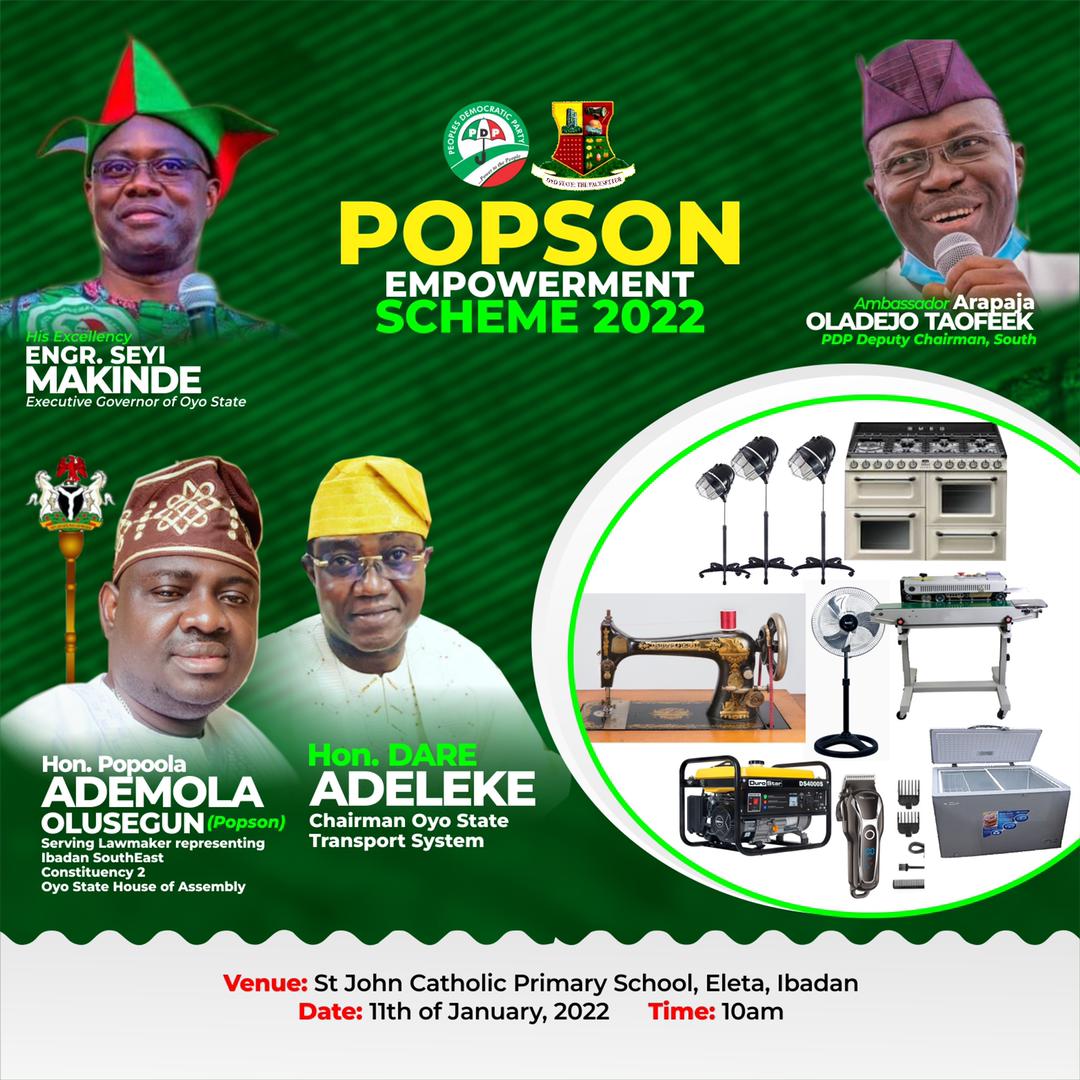 Constituents Smile As Oyo Lawmaker, Ademola Popson Ready To Organise Empowerment & Graduation Programme