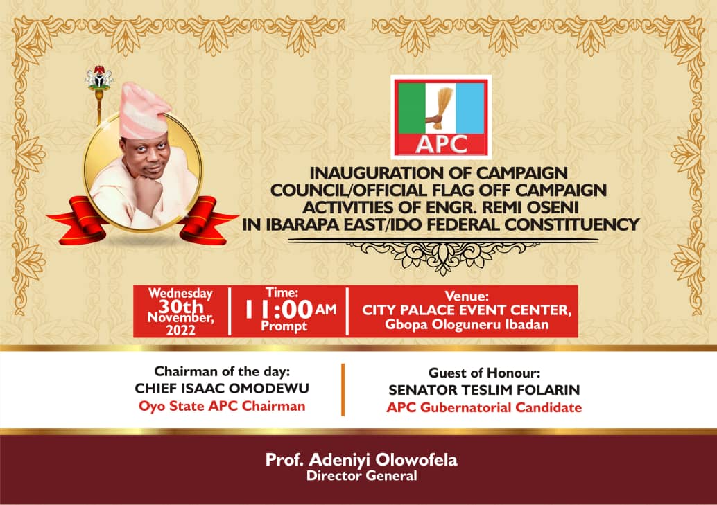 2023: All Set As Remi Oseni To Flag Off Campaign Council, Cautions Lawbreaker At The Rally