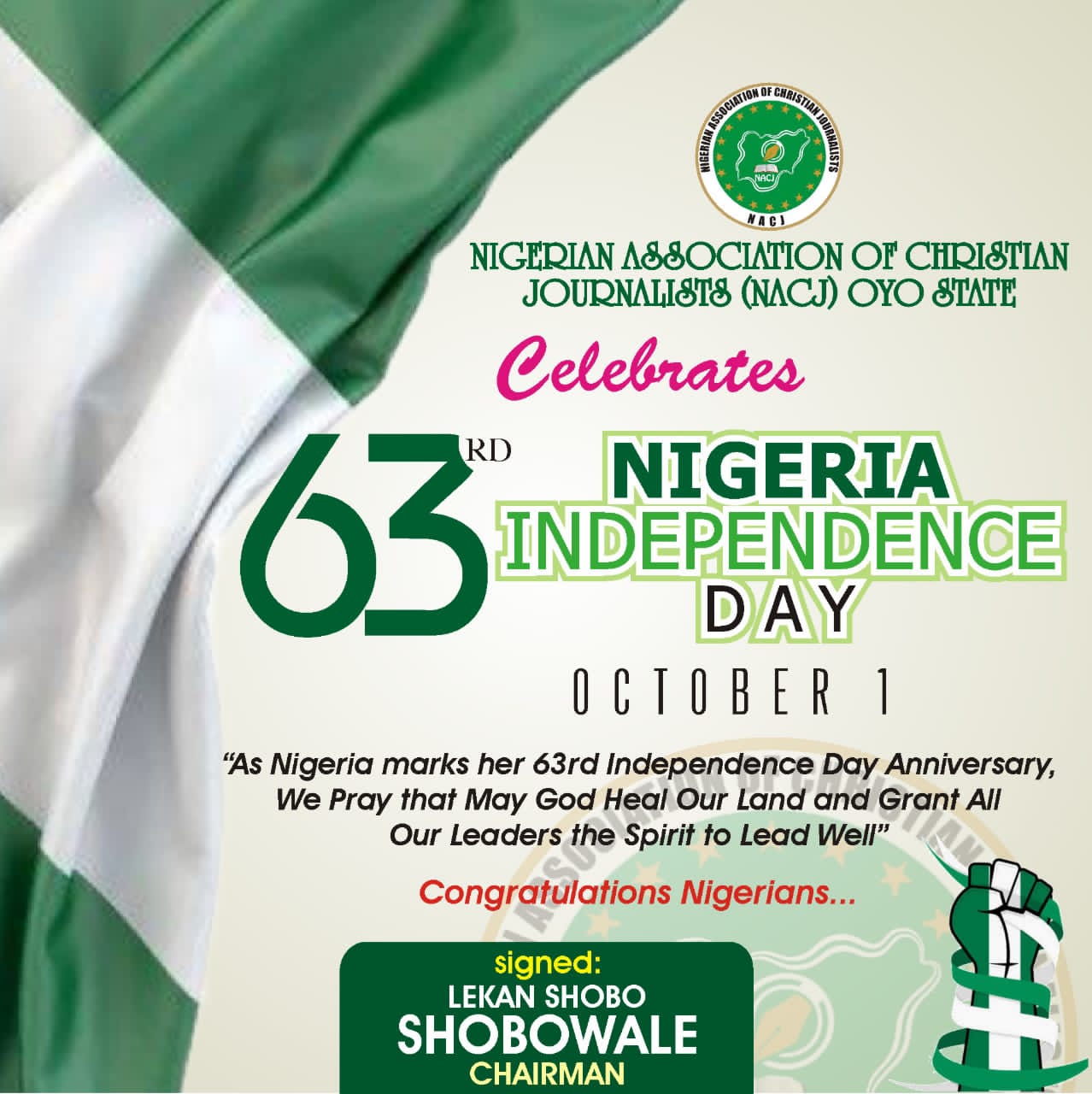 Nigeria@ 63: NACJ Tasks Nigerians To Reflect Past, Hope, Optimism