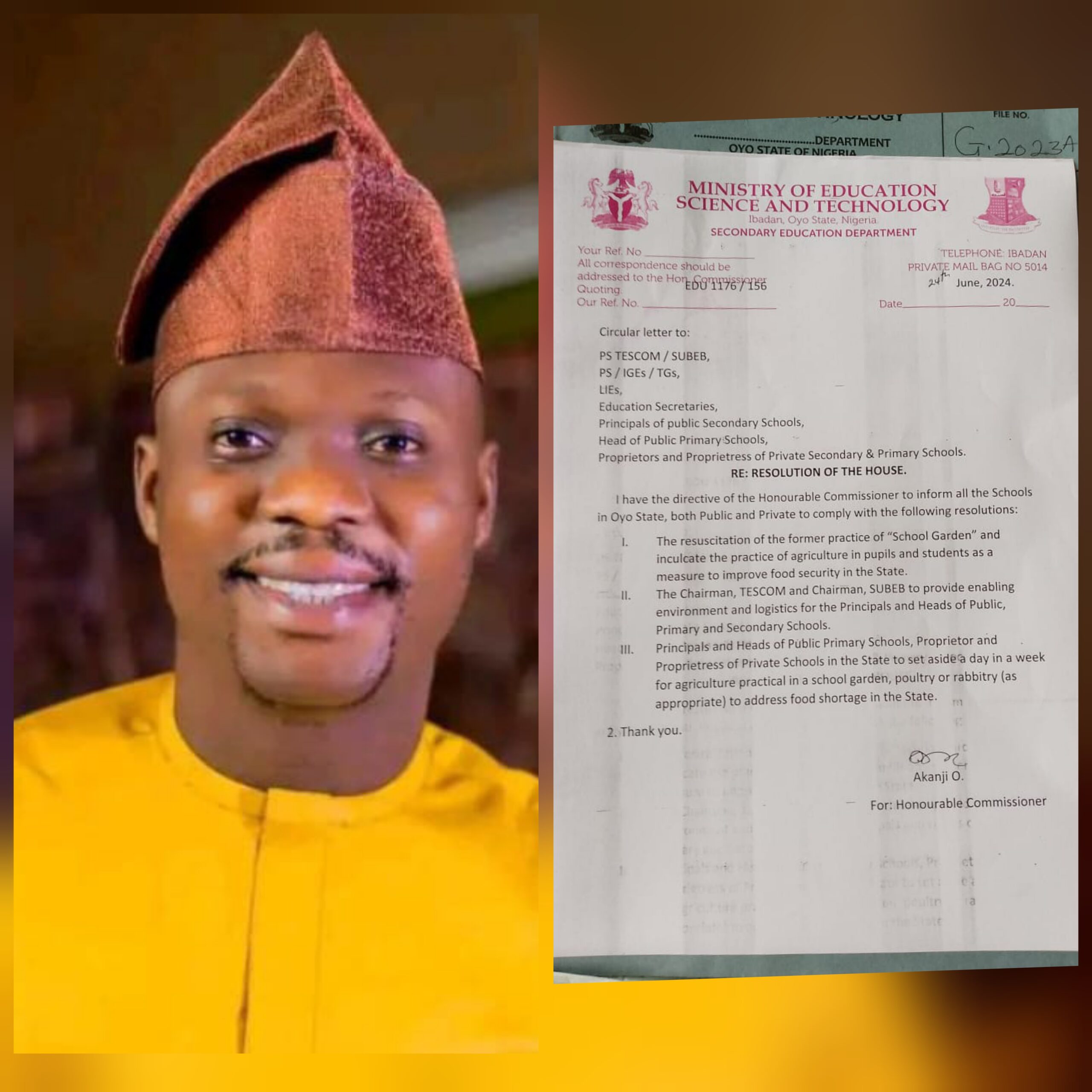 Oyo Lawmaker, Waheed Akintayo, Champions School Gardens Revival, Ministry Directs Schools to Comply