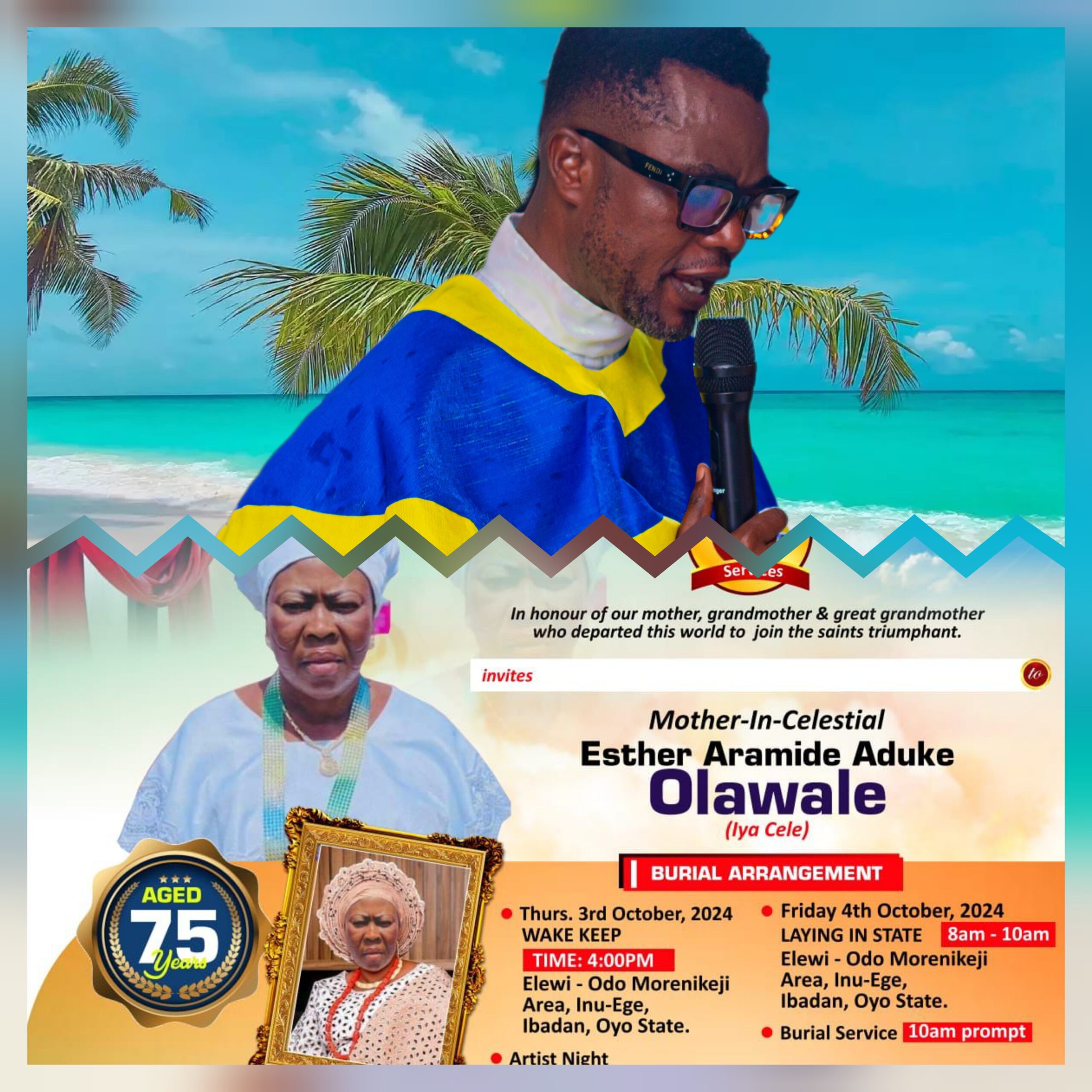 Celestial Shepherd, Olawale Oladele Announces Burial For MIC Esther Aramide Olawale