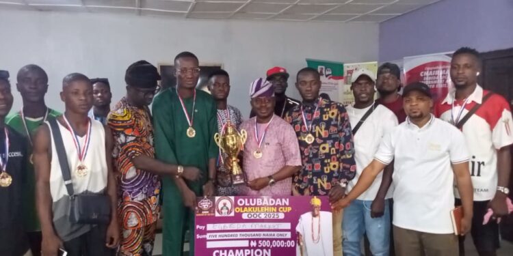 Historic Win: Egbeda LG Chairman, Sikiru Sanda Congratulates Egbeda Market Football Team On Historic Olubadan Olakulehin Cup Victory