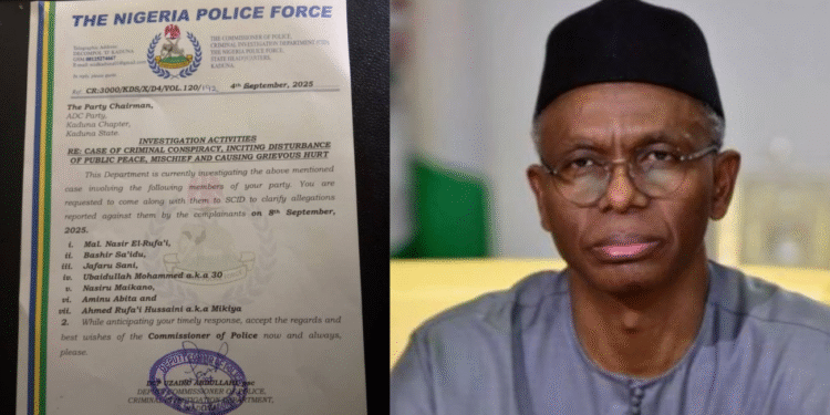 Kaduna State Gov’t Crackdown On Opposition: Police Summon El-Rufai, 6 Others Over Alleged Conspiracy And Incitement