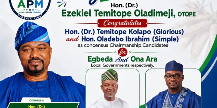 Reps Candidate, OTOPE, Felicitates APM Chairmanship Flagbearers, Prays For Peaceful And Issue-Based Campaigns