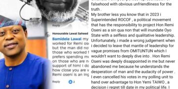 Oyo South 2027: I Cancelled Remi Oseni’s Votes In 2023, Yet He Never Abandoned Me — Bamidele Lawal Proves Lawal Kayode’s Ingratitude Allegation Is Baseless And Malicious